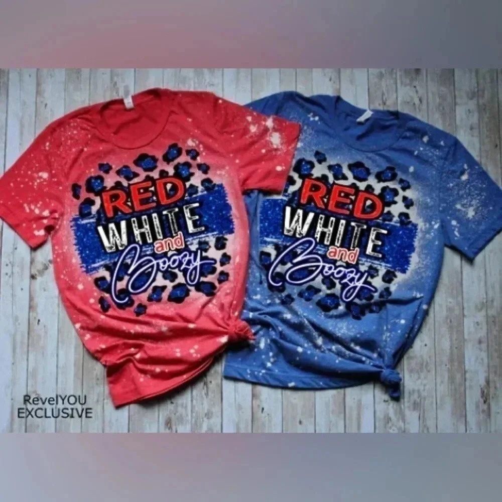 Tultex Red White and Boozy Tee (Blue Tee Only) - Large